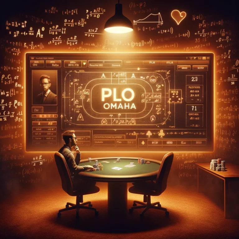 DALL·E 2024-04-07 15.39.40 - Create an image that captures the essence of the poker game Pot-Limit Omaha, including the use of poker charts