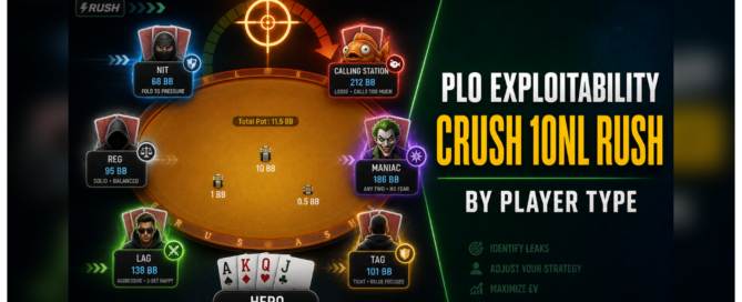 Chart comparing PLO player types and exploitability strategies with a white border